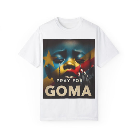 Pray for Goma Unisex Garment-Dyed T-Shirt | Bold Art for Awareness